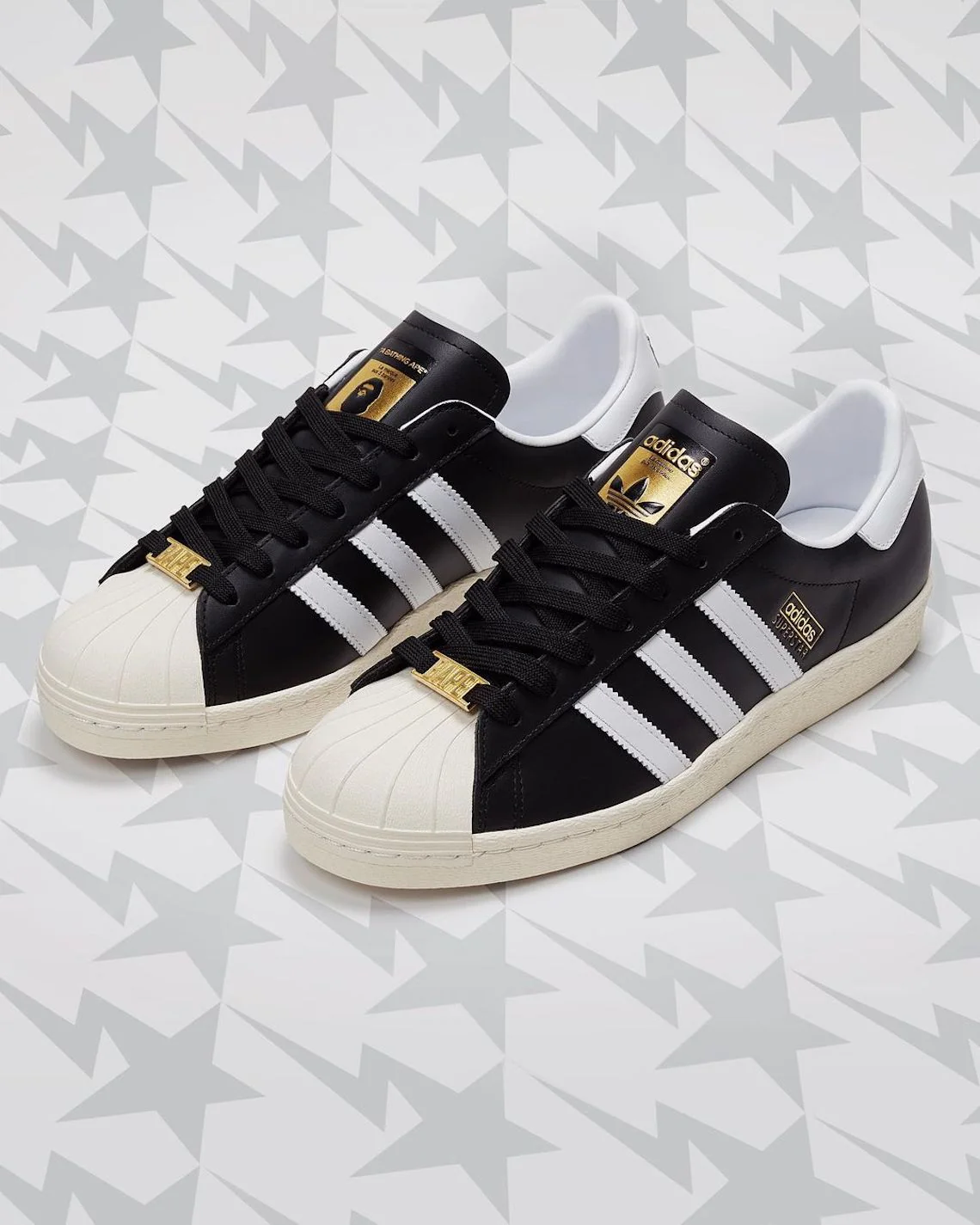 adidas Superstar 80s Bape Black White Gold (2022) - Image 2