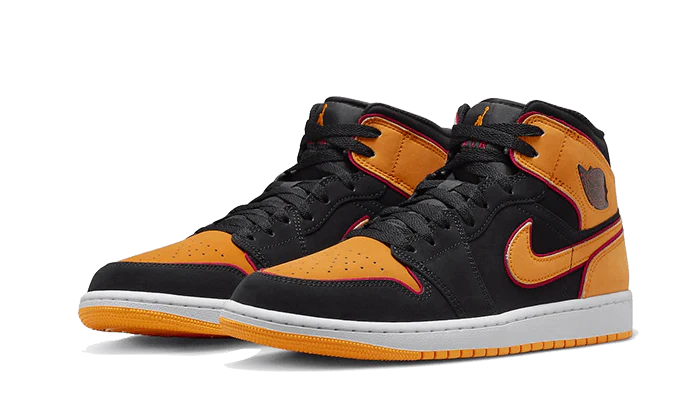 Air Jordan 1 Mid Fat Tongue Black Orange - Image 2