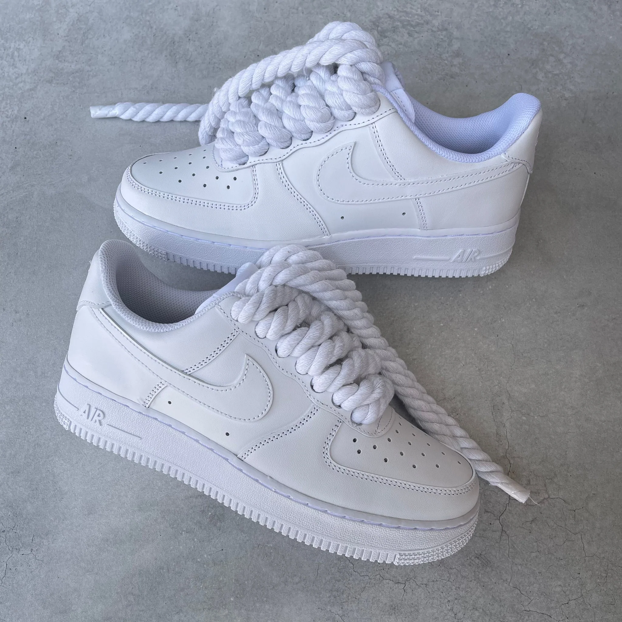 Nike Air Force 1 Low Rope Laces White Custom - Image 2