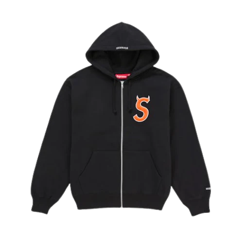 Supreme Devil S Logo Zip Up Hooded Sweatshirt Black