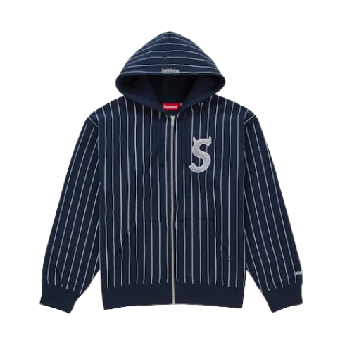 Supreme Devil S Logo Zip Up Hooded Sweatshirt Stripe