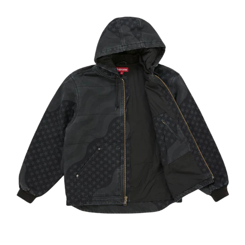 Supreme Flag Quilted Hooded Work Jacket Black - Image 2